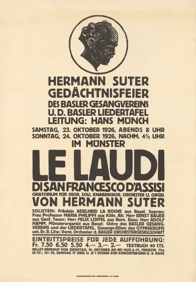 Hermann Suter Gedachtnisfeier Le Laudi Di San Francesco Dassisi Im Munster