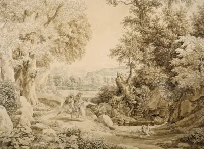 Heroische Landschaft Mit Dem Tod Des Opheltes Beim Zuge Der Sieben Gegen Theben