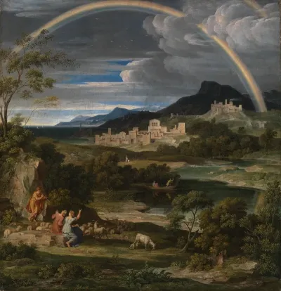 Heroische Landschaft Mit Regenbogen