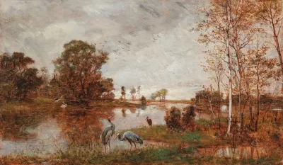 Herons On The Riverbank