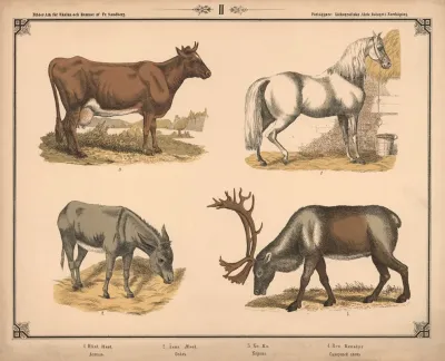 Hest Aesel Ko Og Rensdyr