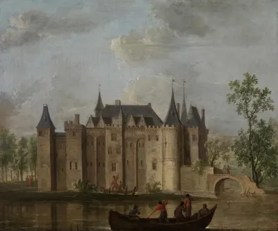 Het Slot Van Gouda Van De Kant Van De Ijssel Gezien