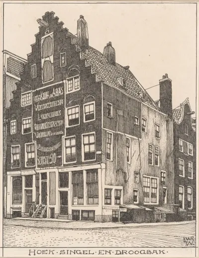 Het Spaanse Huis Op Hoek Singel En Droogbak Te Amsterdam