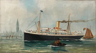 Het Stoomschip Leopoldville Voor De Antwerpse Rede