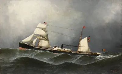 Het Stoomschip Met Hulpzeilvermogen Daniel Steinmann Van De White Cross Line