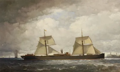 Het Stoomschip Met Hulpzeilvermogen Ferdinand Van Der Taelen Vaart De Schelde Op