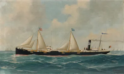 Het Stoomschip Met Hulpzeilvermogen Iris