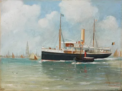 Het Stoomschip Philippeville Voor De Rede Van Antwerpen