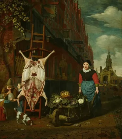 Het Varken Op De Leer Met Gezicht Op De Haarlemmerpoort