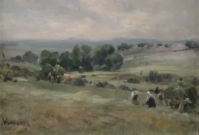 Heuernte In Weiter Landschaft
