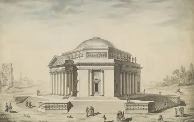 Hexagonal Temple In An Italianate Landscape