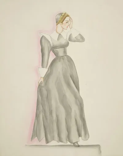 High Tor Grey Puritan Dress With White Collar Cuffs And Shoulders