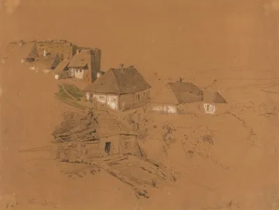 Hill In Sandomierz With Ruins Of A Wall Tower And Houses