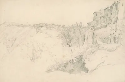 Hillside With Houses And Figures