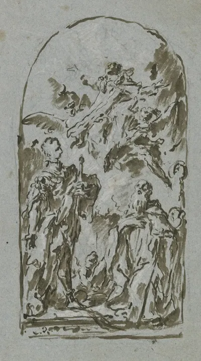 Himmelfahrt Mariens Mit Zwei Heiligen