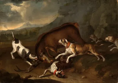 Hirsch Von Hunden Gestellt 2