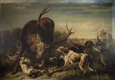Hirsch Von Hunden Gestellt