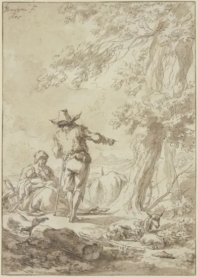 Hirtenfamilie Unter Einem Baume Ruhend