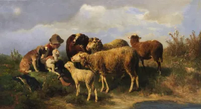 Hirtenjunge Mit Schafen