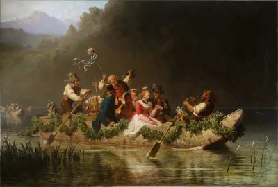 Hochzeitszug Auf Einem Bayerischen Gebirgssee