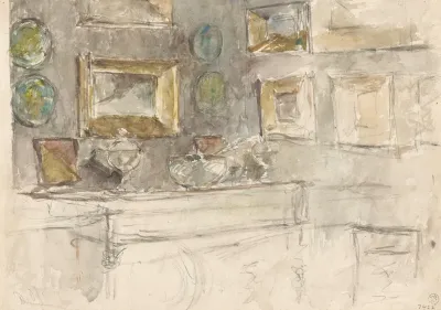 Hoek Van Een Kamer Met Schilderijen Aan De Muur