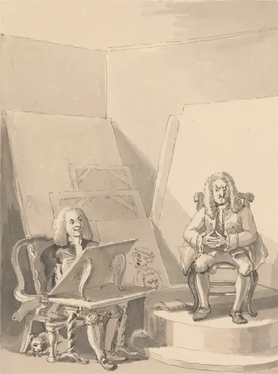 Hogarth Making Up A Portrait Of H Fielding For A Bookseller