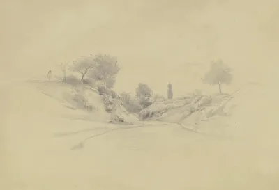 Hohlweg Auf Eine Ortschaft Zufuhrend