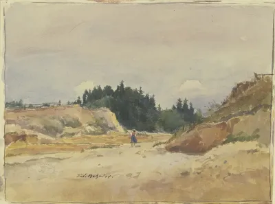 Hohlweg Mit Sandigem Boden Auf Welchem Ein Kleines Madchen Schreitet