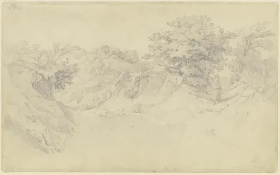 Hohlweg Nach Civitella Di Olevano Dem Heutigen Bellegra Rechts Eine Wandernde Frau In Ruckenansicht
