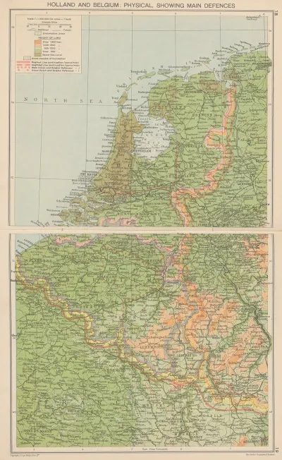 Holland‎ And‎ ‎belgium Physical Showing Main Defences