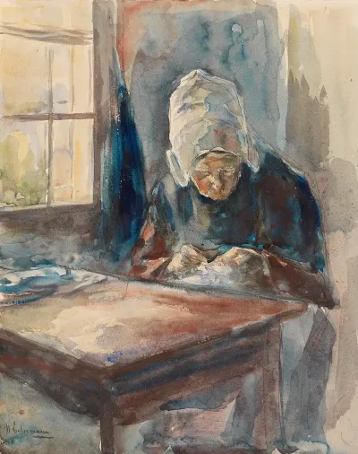 Hollanderin Bei Der Handarbeit
