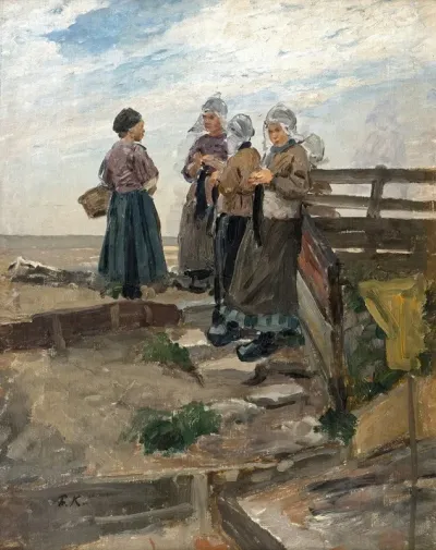Hollandische Fischerfrauen Am Strand