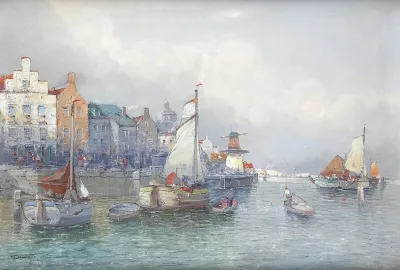 Hollandische Hafenszene