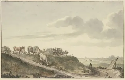 Hollandische Landschaft Mit Rinderherde Und Fuhrkarren