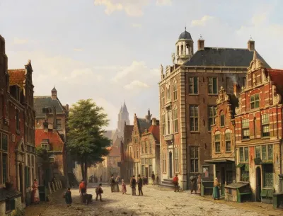 Hollandische Stadtansicht Im Sommer