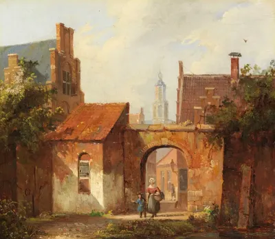 Hollandisches Stadtchen Mit Torbogen