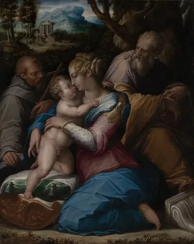 Holy Family With Saint Francis