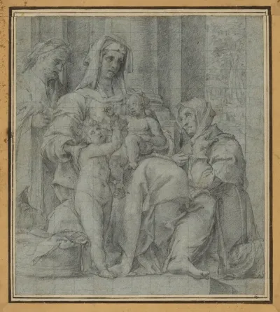 Holy Family With Saint John The Baptist Adored By An Unidentified Figure