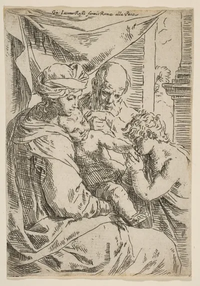 Holy Family With Saint John The Baptist Kissing The Infant Christs Hand