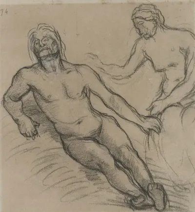 Homme Allonge Par Terre Et Femme Assise Penchee Sur Lui
