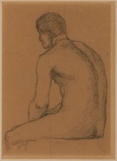 Homme Assis Nu De Dos
