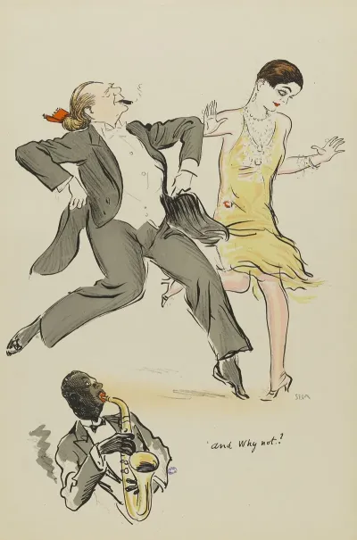 Homme Au Catogan Rouge Et Femme A La Robe Jaune Dansant