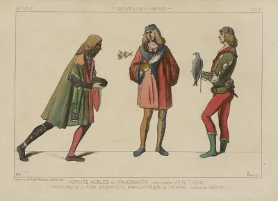 Hommes Nobles Et Fauconnier Costumes Venitiens