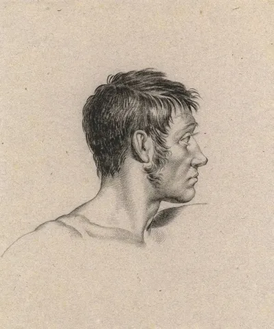 Hoofd Van Een Onbekende Man En Profil Naar Rechts