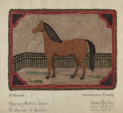 Hooked Rug With Horse