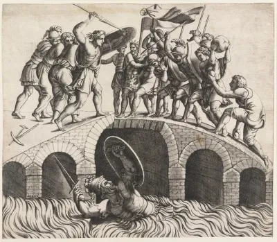 Horatio Cocles Saving Himself By Swimming