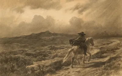 Horse And Rider On The Scottish Highlands The Approaching Storm