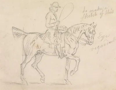 Horse And Rider Walking To Right