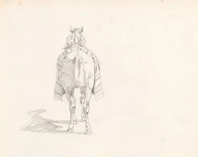 Horse Covered With Saddlecloth From The Back Study For The Painting Return From The Horse Fair