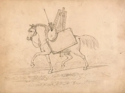 Horse Loaded With Artists Paraphernalia